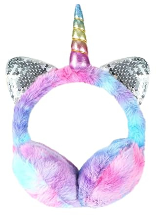 Einhorn Winter Ohrenschützer Kinder Süße Plüsch Weiche Ohrenwärmer Verstellbare Ohrschützer Kopfbedeckungen Winter Accessoire für Mädchen Dame Halloween für Kinder Thanksgiving Weihnachtsgeschenke