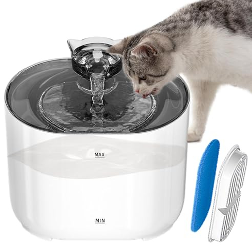 Yumneo Water Fountains for Cats Indoor - Cat Running Water Dispenser Fountain with Filter,Quiet Dog Waterer Automatic Multiple Pets Drinking Bowl for Indoor Home Travel Outing