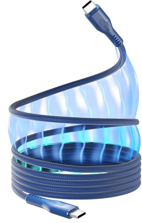Statik MagStack Pro USB-C till USB-C-kabel, magnetisk snabbladdningskabel, för bil och resor, kompatibel med 16 Pro Max, 15, Galaxy S, marinblå, 100 W, 1,8 m