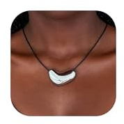 Chunky Gold Necklace for Women Pendant Chain Charm Thick Silver Black Leather Choker Rope Cord Statement Dainty Jewelry Gift