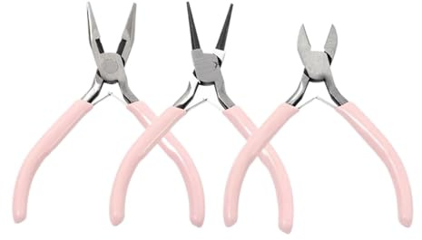 Smyckestång set bärbart 3-färgat metalltångset, smycketillverkning, rundtång, pincett, set för handarbete, pärlarbete, sömnad, gör-det-själv-tillbehör (3 st)