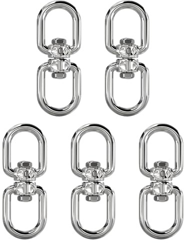 MOUMOUTEN Lot de 5 Crochets pivotants à Double œillet, en Acier Inoxydable 304 M4, pour balançoires, hamacs, Plantes suspendues et Porte-clés.