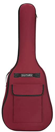 Borsa per chitarra per chitarra da 40/41 pollici 600d Oxford Borsa regolabile per Zaino morbido impermeabile con manico a tracolla capacità Rosso scuro