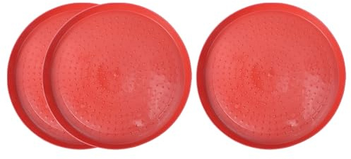 UTHCLO Lot de 3 Assiettes d'alimentation pour Volailles en Plastique Solide, 35 Cm, Fond Antidérapant, Mangeoire à Poulets et Cailles, Accessoire Pratique pour Élevage en Plein Air