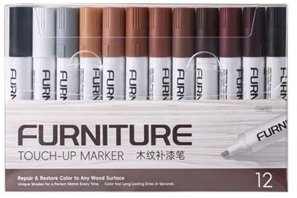 Furniture Repair Markers - Wood Pens | Scratch Remover Pens,12-Color Low-Odor Hardwood Floor Repair Kit, Wood Grain Concealer for Scuff Damage Stain Wear Crack Paint Chips On Table Bedpost