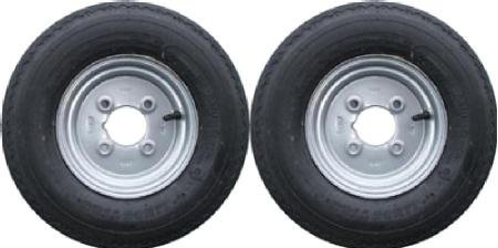 Pair of 4.80/4.00 x 8 Trailer Wheels & Tyres With 6 Ply Tyres and 4 PCD | IMPORTANT - PLEASE READ THE DESCRIPTION TO ENSURE CORRECT STUD PATTERN FOR YOUR TRAILER