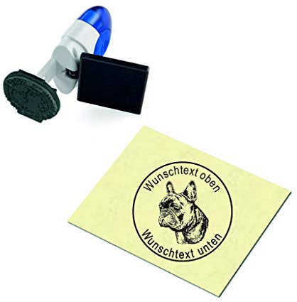 Geocaching Stamp Dog French French Bulldog with Personal Cachername/Nick Name Circular Stamp Geocaching Pocket Stamp