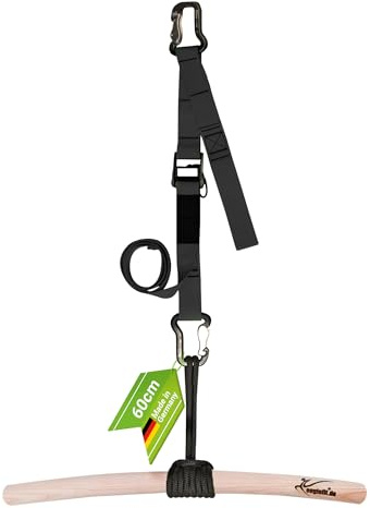eaglefit - Premium Klimmzugstange aus Holz 60 cm - Ergonomisch gebogene Pull Up Bar für Decke, Balken, Garten, Baum - Reckstange Outdoor & Indoor für Klimmzüge, Verstellbar zum Aufhängen inkl. Zubehör