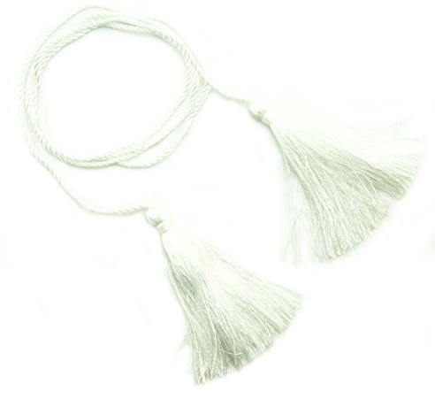 Hand®-Satz von 4 weißen seidiges Polyester doppelte enden Quasten mit String Kordel - 127 cm lang