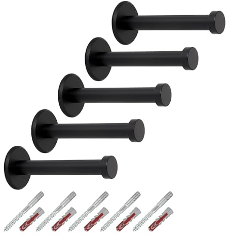 SOTECH 5 Garderobenhaken TALEA Edelstahl schwarz matt Ø 10/15 mm L 70 mm | Gesamtlänge 73 mm mit Platte Haken Jackenhaken