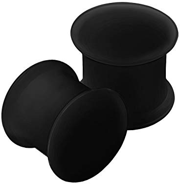 KJM FASHION 2 STK Silicone Black Double Flared Piercing Schmuck Plug