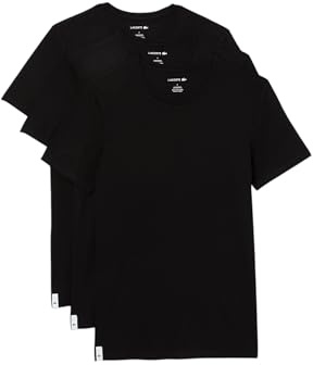 Lacoste Men's 100% Cotton Slim Fit Crew Neck Undershirt, 3-Pack, Black, Large
