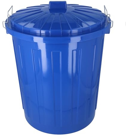 HRB Maxitonne 50 liter blå, ton av robust hårdplast, avtagbart lock med metalllås, lämplig för tvätt, leksak eller som soptunna kök