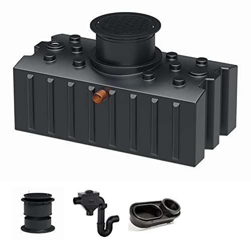 Zisterne Flachtank 2000 Liter Komfort inkl. Ausgleichsdom, Zisternendeckel, Regenwasserfilter mit Überlaufsiphon und beruhigtem Zulauf - Regenwasserbehälter bzw. Regenwassertank unterirdisch