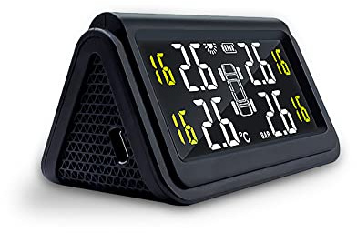 Baceyong Reifendrucküberwachungssystem; LCD-Display mit 4 externen Sensoren; Drahtloses wasserdichtes Solar-TPMS