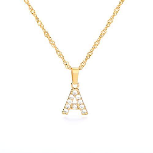 FPEAOB Buchstaben Kette Personalisierte Halskette mit Initial Buchstaben Anhänger Alphabet A-Z Buchstabenkette Damen Gold Kette Namenskette Geschenk für Frauen Weihnachten Geburtstag Valentinstag A