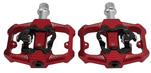 Nunafey Klickpedale für Flache Fahrräder, 3 abgedichtete Lager, Stollenpedale, abgedichtet mit Sechskantschlüssel für Falträder für Mountainbikes(rot)