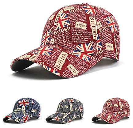 XGOPTS Union Jack Baseball Cap GB UK Great Britain Flag Print Hat - Summer Cotton Sun Hat Adjustable UV-Protection Cap - Sports Events Souvenir Gift Football Rugby (55-58cm)