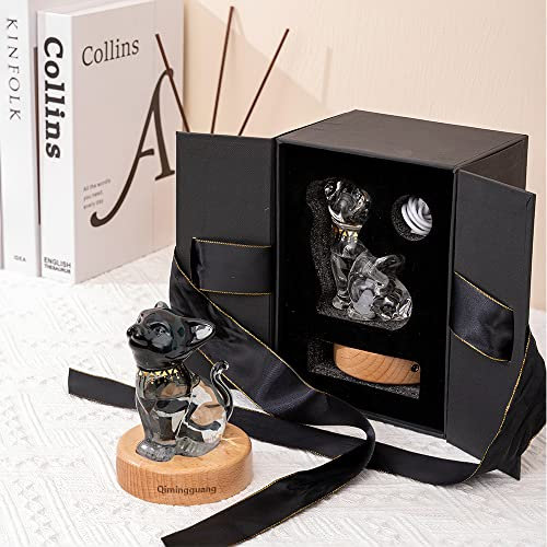 Qimingguang Nachtlicht Sturmglas Wetterstation Wettervorhersage Stilvolle und kreative ägyptische Katze Form Glas Barometer Zuhause und Büro dekorative Glasflaschen (Weiß)