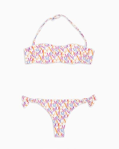 Emporio Armani Bikini A Fascia Logomania Donna Bianco S, Bianco/Logo Multicol, S