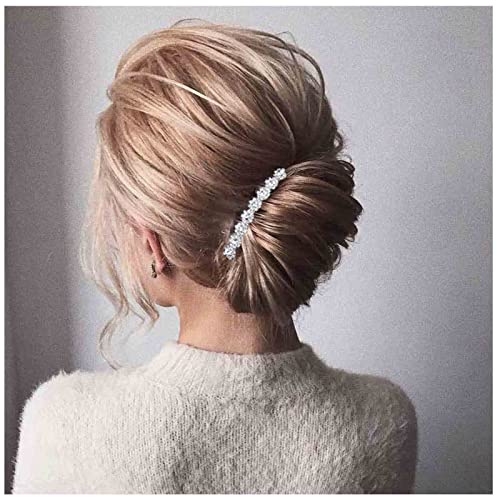 Yheakne pettine per capelli da sposa in cristallo argento con strass per capelli copricapo da sposa pettine laterale per sposa accessori per capelli da sposa per la sposa e le damigelle(argento)