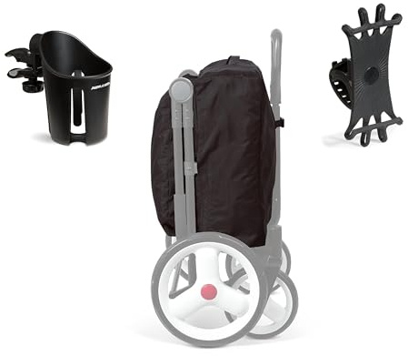 Radio Flyer Stroller Accessories Pack, Summer Essentials and Travel Kit with Travel Cover, Phone Mount and Cupholder, for Radio Flyer Stroller Wagons