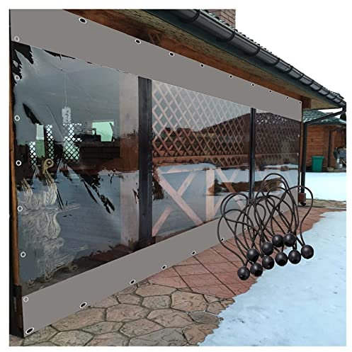 STRMAX Abdeckplane Holz,Klarer Planenvorhang for Den Außenbereich, Wasserdicht, Wetterfest, Trennvorhänge, PVC Mit Ösen, Vinylvorhänge for Pavillon, Veranda, Pergola (Color : Clear, Size : 5x2.7m)