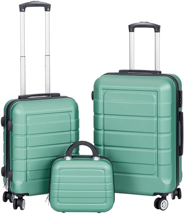 T-LOVENDO.ES Juego o Set de 3 Maletas de Viaje - 4 Ruedas Dobles giratorias - Neceser - Maleta de Cabina - Equipaje de Mano - Cerradura TSA - Ligeras - ABS - Resistentes - Ligeras - Asa telescópica
