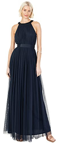 Ladies Maxi Dress for Women Halter Neck Long Sleeveless with Belt A Line Evening Gown Ball Prom Wedding Guest Bridesmaid
