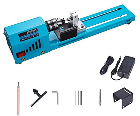 Mini Lathe Beads Polisher Machine - DIY Portable Woodworking Tool Set, 7 Speed, 24V 150W - Engraving, Grinding, Polishing Wood, Stone, Glass