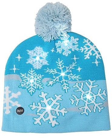 ISAKEN Weihnachtsmütze mit LED Licht, Damen Herren Strickmütze Weihnachten Mütze Nikolausmütze Kinder Warme Beanie Hat Winterwärmer Santa Mütze für Weihnachten Partys, Feiertage und Neujahrsgeschenk