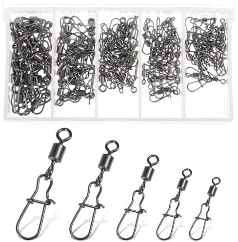 KWJEIULSOQ 100 Stück Wirbel Angeln 4# 6# 8# 10# 12# Angelzubehör Fishing Accessories Angel Zubehör Fishing Angelwirbel Wirbel Angelsachen Angeln Zubehör Angelzubehör Karpfen Angel Wirbel