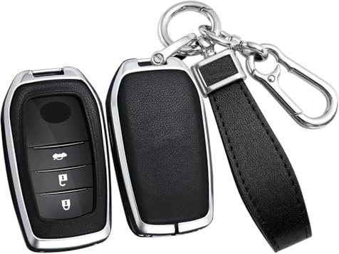 ontto Autoschlüssel Hülle Passt für Toyota Yaris Cross Hybrid Corolla RAV4 Prius Camry Auris Highlander 2020-2023 Schlüssel Schlüsseletui Schutzhülle Fernbedienung Zubehör 2/3/4 Tasten-Silber Schwarz