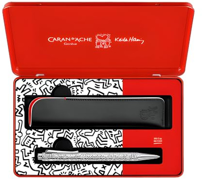 Caran d'Ache Set ECRIDOR KEITH HARING Kugelschreiber & Lederetui - Sonderedition