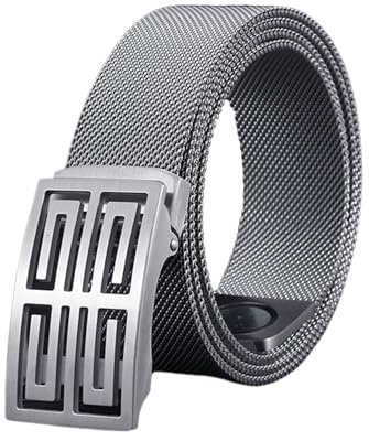 JIARY Herren-Gürtel Edelstahl Magnetgürtel, Gürtel Herren Metall Flechtgürtel, Nicht-Ledergürtel mit ausgeschnittener Automatischer Edelstahlschnalle,Silber,100CM/39.4''