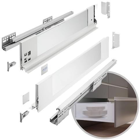 GTV – Lådsystem AXIS PRO | Låda med glassidor | Lådsystem | Höjd: 116 mm längd: 300 mm | Vit med mjölkglas
