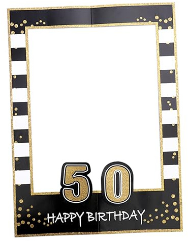 CHILDWEET Cornice di Carta Glitter Oro per Foto di Compleanno, Oggetti Divertenti per Feste Adulti e Ragazzo Ragazza, Accessori Photo Booth per Momenti Party