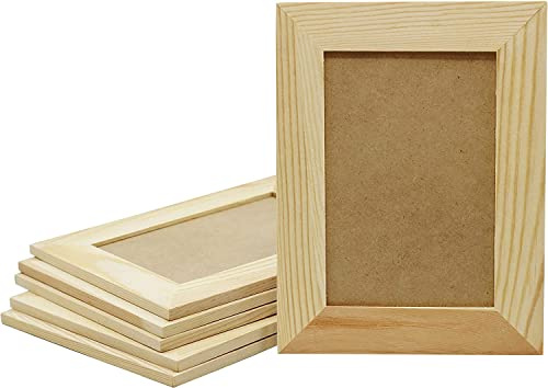Creative Hobbies Pack of 12 - Unfinished Solid Pine Wood Picture Frames for Arts & Crafts, DIY Painting Projects - Stand or Hang on The Wall - (6x8 Frame Size Holds 6x4 Pictures) - for Adults & Kids