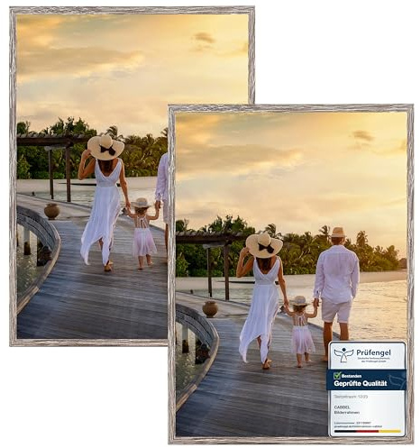 CABBEL 2x Bilderrahmen 50x70 cm Eiche Dunkel Rahmen 2-Pack | Dokumentenrahmen, Collage, Poster | MDF Holz-Posterrahmen Acrylglas | Picture Frame, Puzzlerahmen, Bilder, Fotorahmen zum Aufhängen
