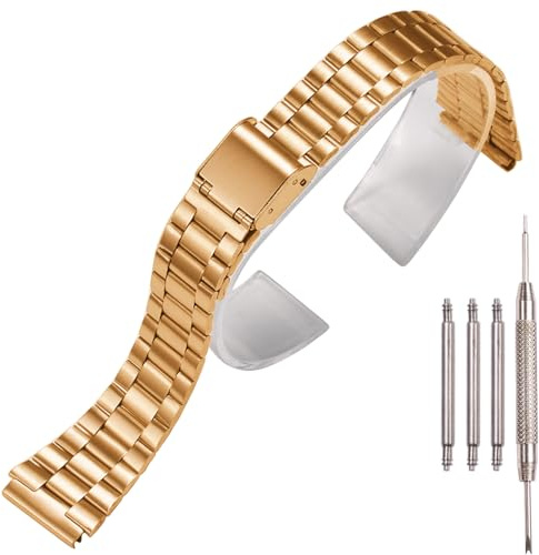 Correa de repuesto de acero inoxidable de 18 mm compatible con Casio F-108WH AE1200WH A168WA A158WA LA670WGA A700W para mujer y hombre (dorado3)