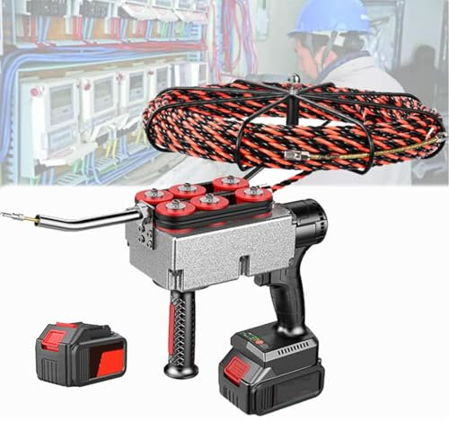 Electrician's Cable Pipe Threading Device, Fully Automatic Threading Machine, Hidden Cable Electric Cable Pulling Tool, Lithium Battery Threading Machine for Construction Hydropower,1Battery-15mline