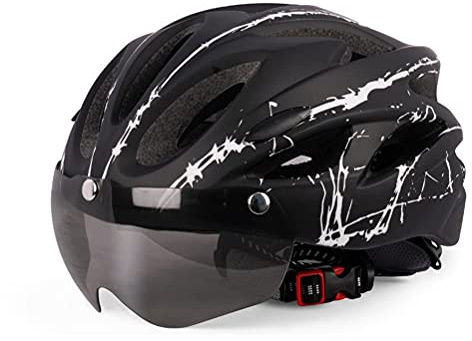 Casque Velo Homme Femme, Casque Trottinette Electrique Adulte, Casques de VTT Casques de Protection avec Visière Magnétique, 18 Trous de Ventilation, Taille Réglable