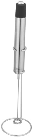 cilio Milchaufschäumer ESPERTO | Rostfreier Edelstahl | Mit Edelstahlständer | Elektrischer Aufschäumer zum Verrühren | Milchschaum, Kakao, Milchshake | Batteriebetrieben | Warm- und Kaltgetränke | Mit Edelstahlständer, 2 AA-Batterien inklusive, für warmen und kalten Milchschaum, Kakao und Milchshakes, von Hand spülen