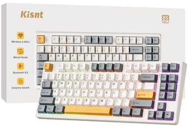 Wireless Mechanical Keyboard with Integrated Joint and Creamy Sound, Bluetooth/2.4GHz/USB-C, Hot-Swappable, RGB,Compact 75% Design for Windows/Mac/PC (Retro Beige, Linear Switch)