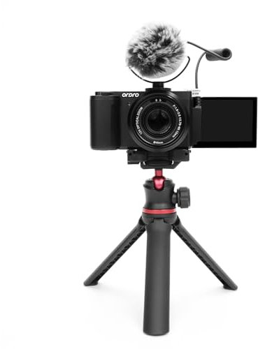 5K Digital Camera Mirrorless Camera for Photography, 64MP 12X Optical Zoom Compact Digital Cameras with Auto Focus, 270° Flip Screen, 64GB Card (Black Combo)