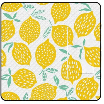 SEEKJOYS Summer Fruit Lemon Extra große Picknickdecke mit Tragegurt, faltbar, leicht, wasserdicht, Stranddecke, 150 x 150 cm, für Strand, Camping, Wandern, Park, Terrasse