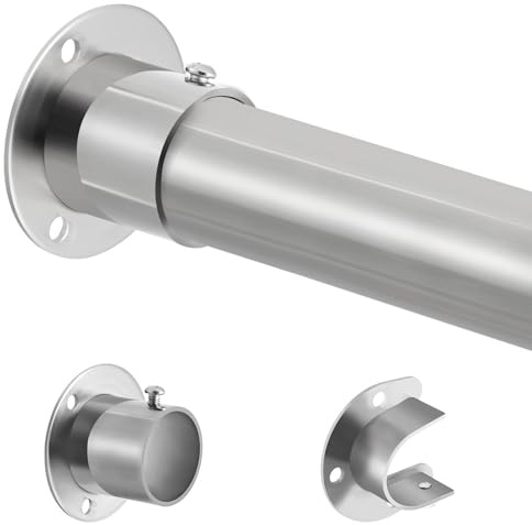 Ausziehbare Kleiderstange, 32 mm Edelstahl, Silber, 74-161 cm, Stabile Kleiderstange mit Schrauben und Halterungen für Kleiderschrank und Balkon