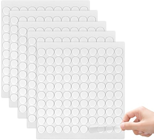 Moosono 500 Stück Doppelseitige Klebepunkte, 20mm Foto Klebepads | Transparente Aufkleber Keine Spuren Selbstklebende Klebepunkte für Poster, Ballon, Papier, Bürobedarf, DIY Basteln(5 Blatt)