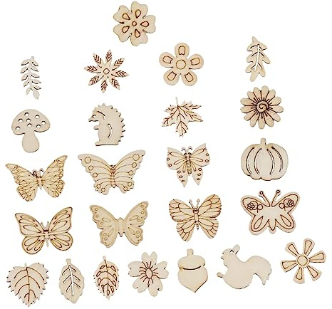 NUOBESTY 100pcs Thin Plywood DIY Unfinished Blank Wood Pieces for Craft Projects