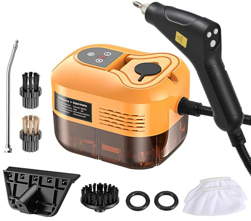 Irishom 1500W Pulitore a Vapore Portatile, Nuovo Controllo della Maniglia Migliorato | Touch Screen | 6 Livelli Regolabili | Serbatoio dell'Acqua da 1200 ml, vaporizzatore per Pulizia Profonda